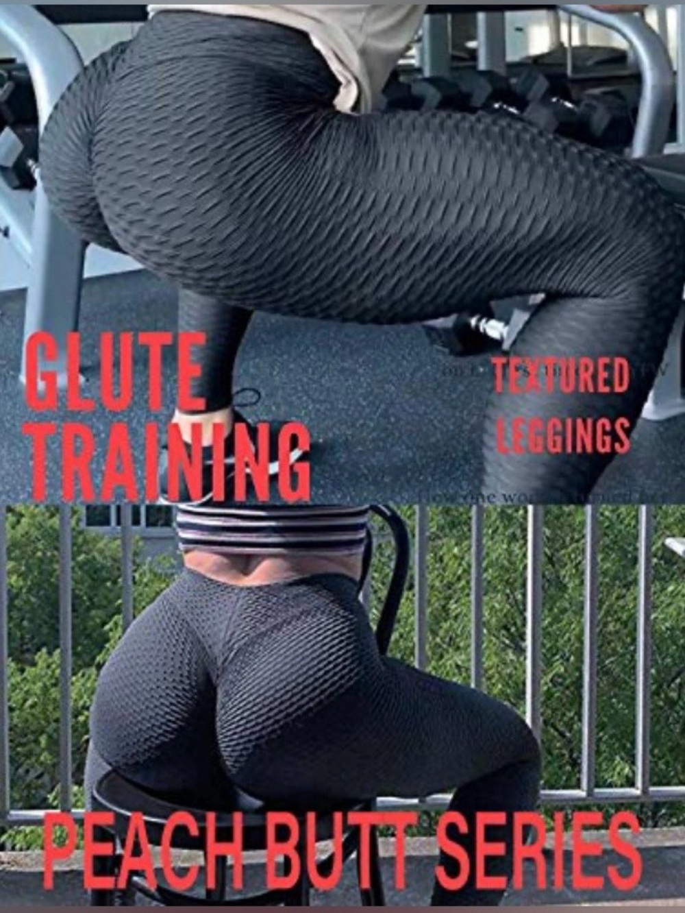 Black Textured Scrunch Butt Leggings High Waisted Yoga Pants Booty Lift Stretch - Picture 5 of 5